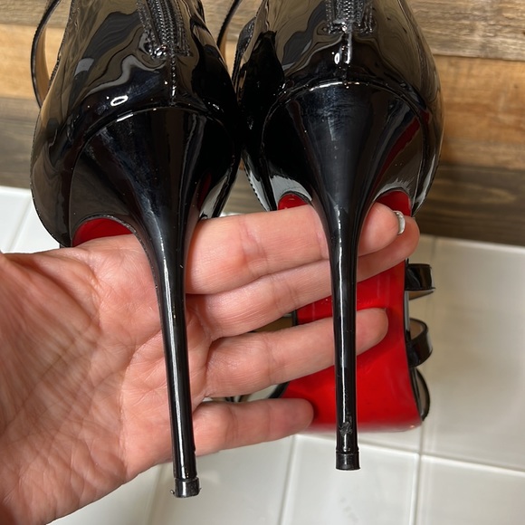 Christian Louboutin Mariniere Red Sole Patent Leather Cage 100mm Heels - Picture 7 of 14